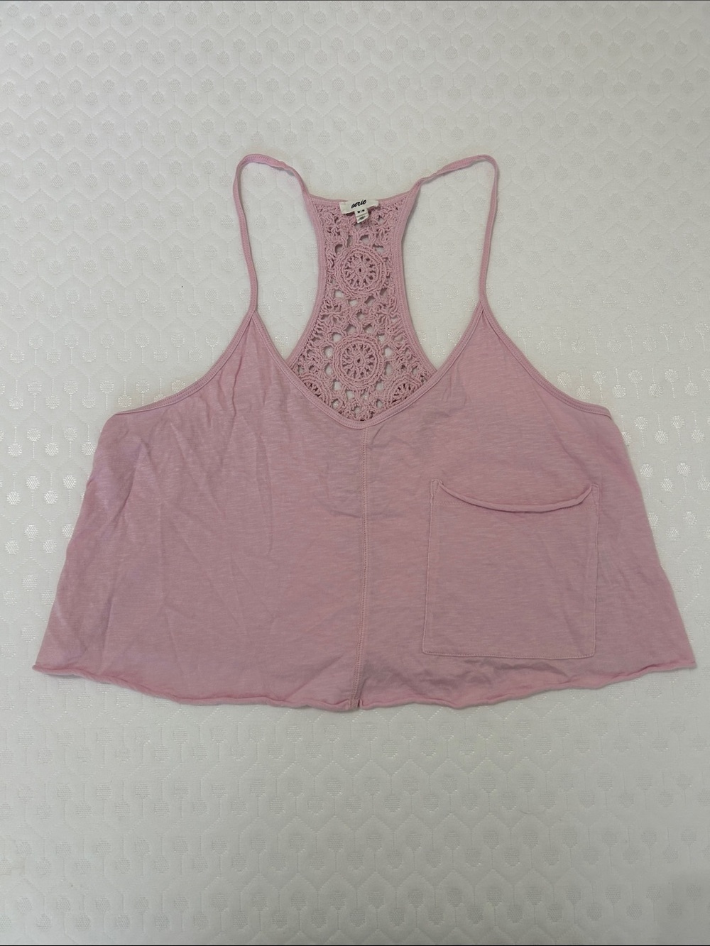 Light Pink Crochet Back Racerback Tank Top